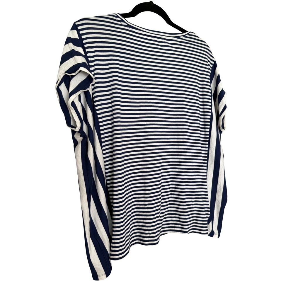 Michael Kors Striped Shirt Navy Blue and White womens top size Large - Picture 2 of 4
